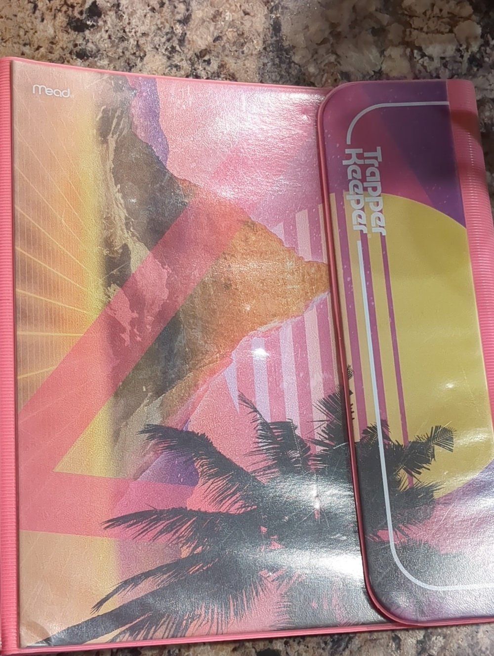 Mead Trapper Keeper Retro 80s Vaporwave Portfolio Binder Pink 3 Ring 1 Folder